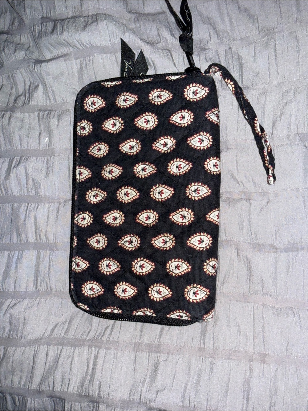 Vera Bradley Classic Black Quilted Paisley Wristlet